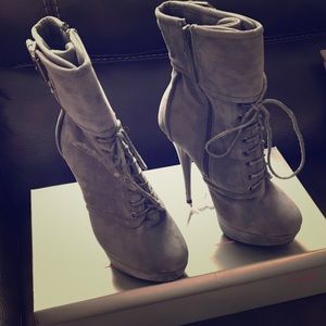 Gray stiletto boots